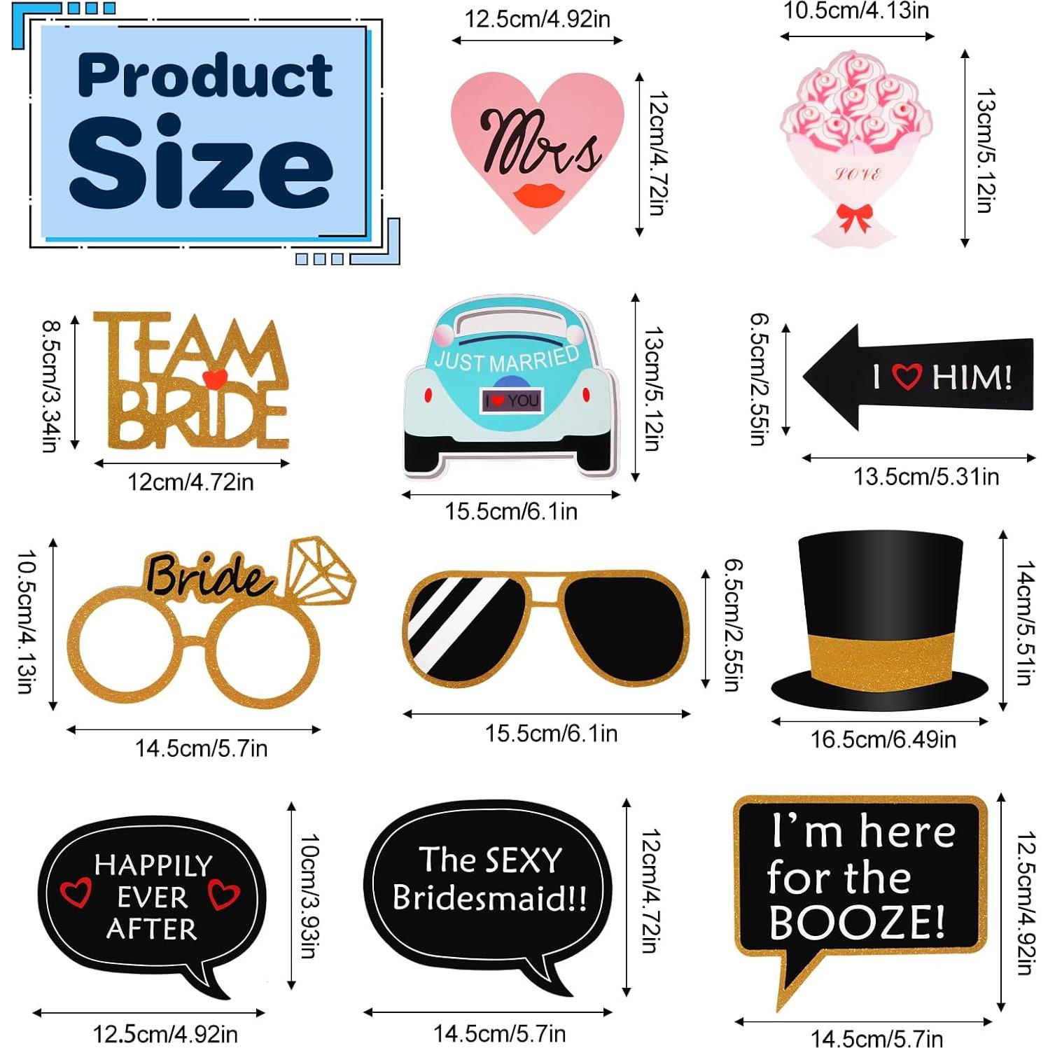 Kit de Accesorios para Photobooth de Boda Kotbs - 52 Piezas