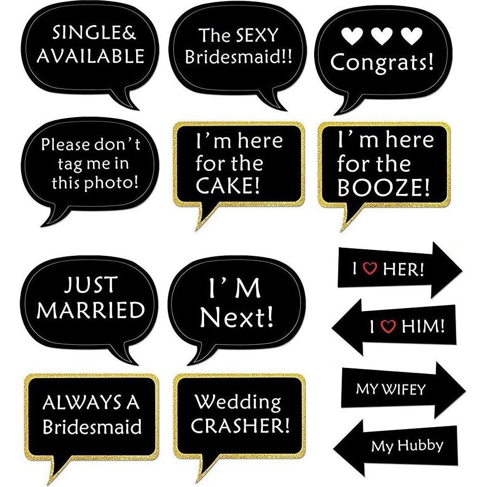 Kit de Accesorios para Photobooth de Boda Kotbs - 52 Piezas