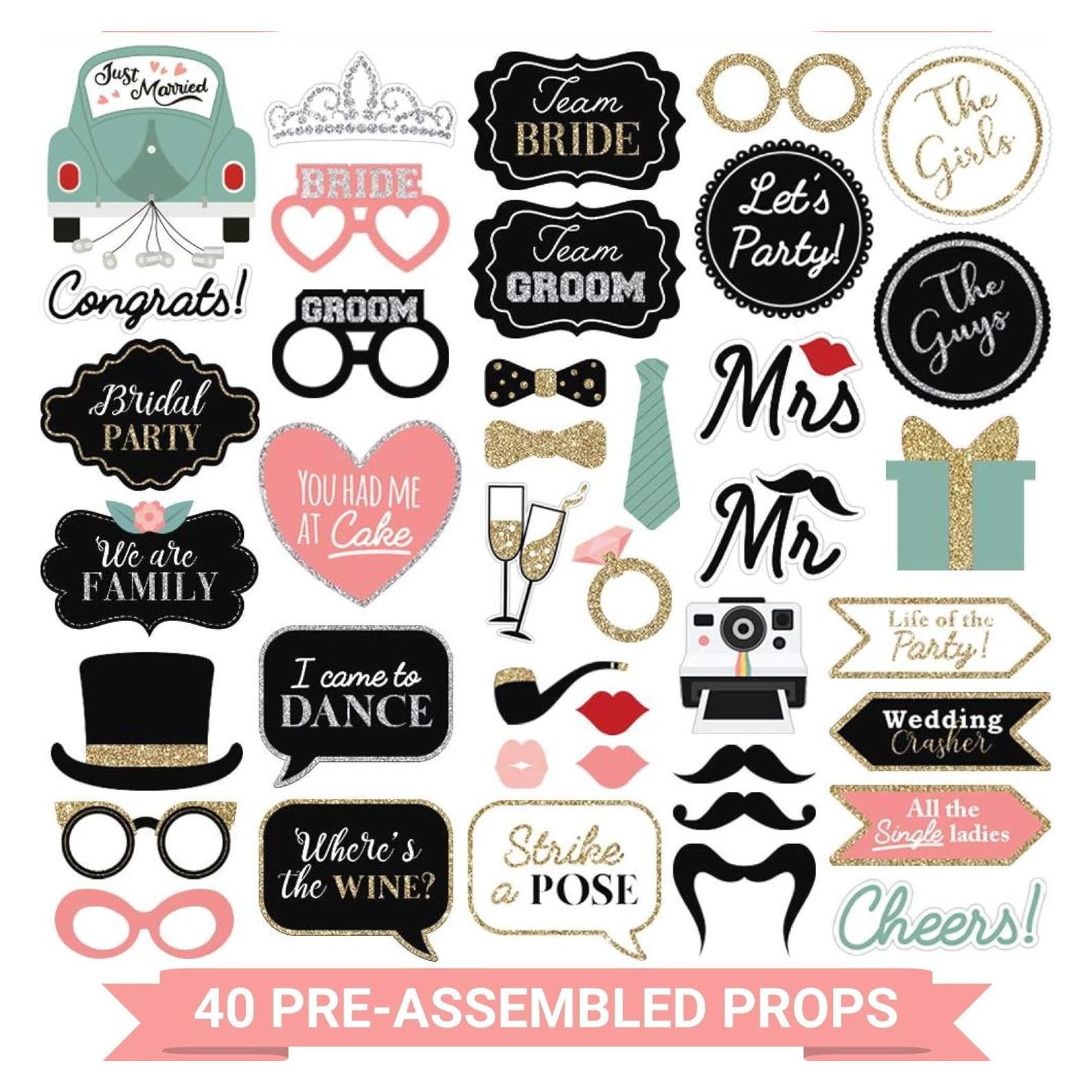 Accesorios Photobooth Boda Ocasión Perfecta 40 Piezas Brillantes