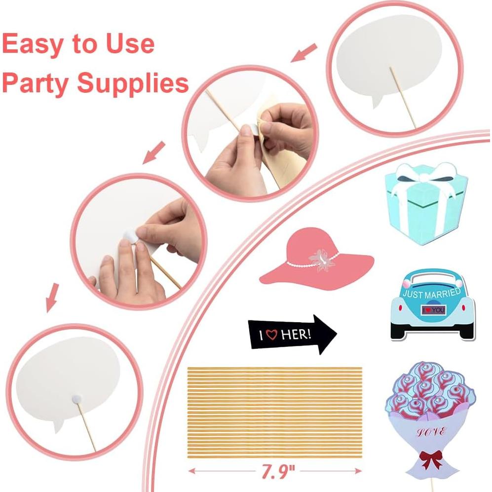 Accesorios para Photobooth de Boda Coppthinktu 52PCS Negros