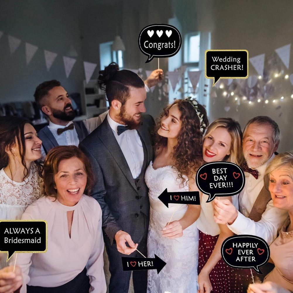 Accesorios para Photobooth de Boda Coppthinktu 52PCS Negros