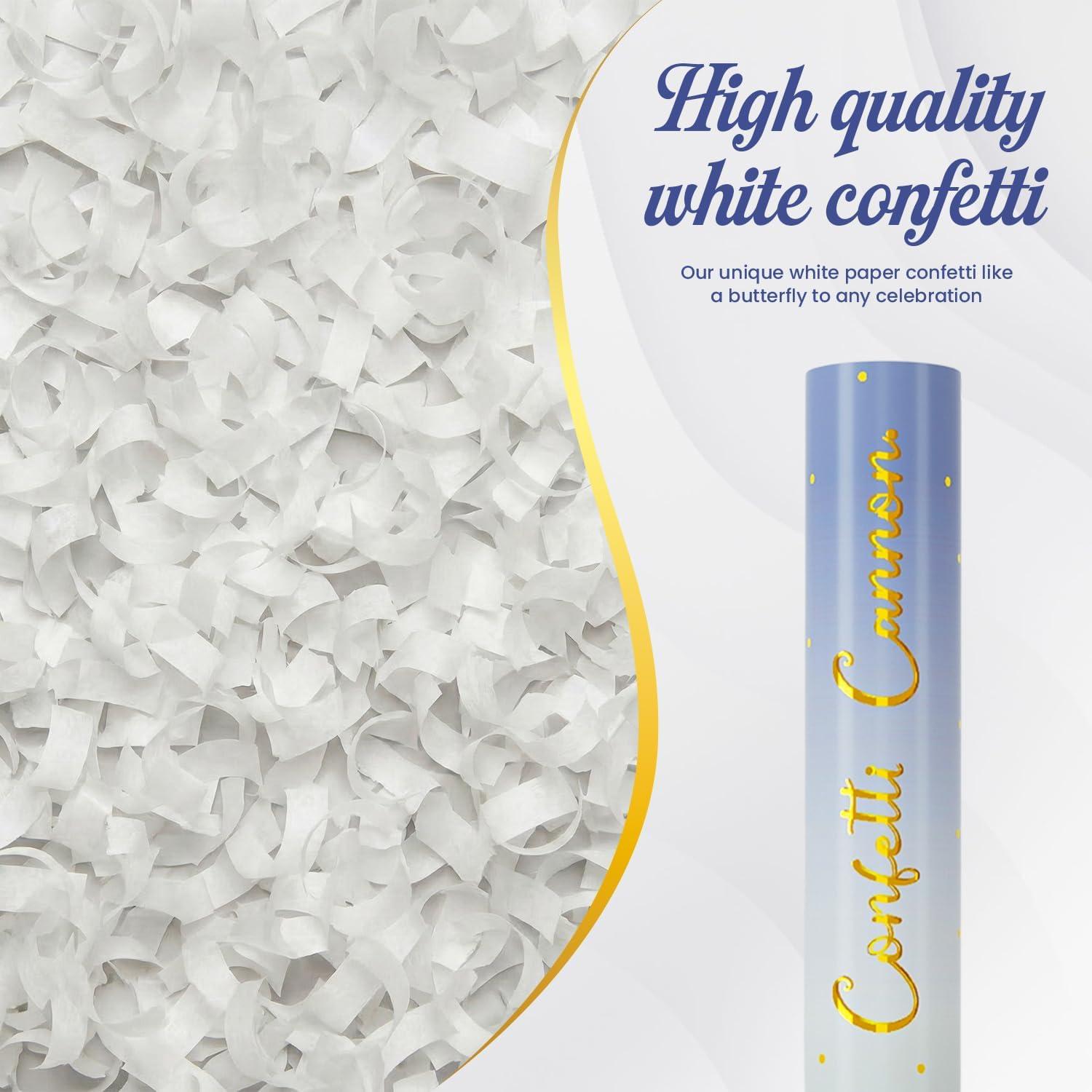 Cañones de Confeti Blanco 12 Piezas 30cm para Bodas y Fiestas