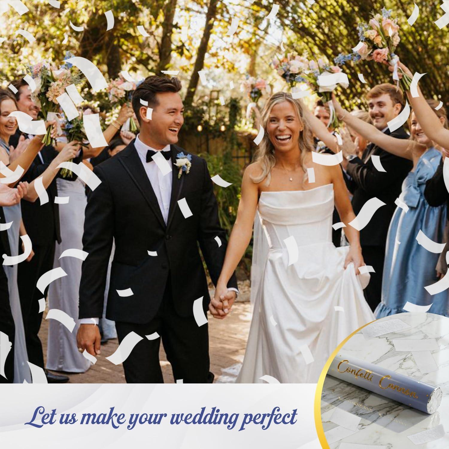 Cañones de Confeti Blanco 12 Piezas 30cm para Bodas y Fiestas