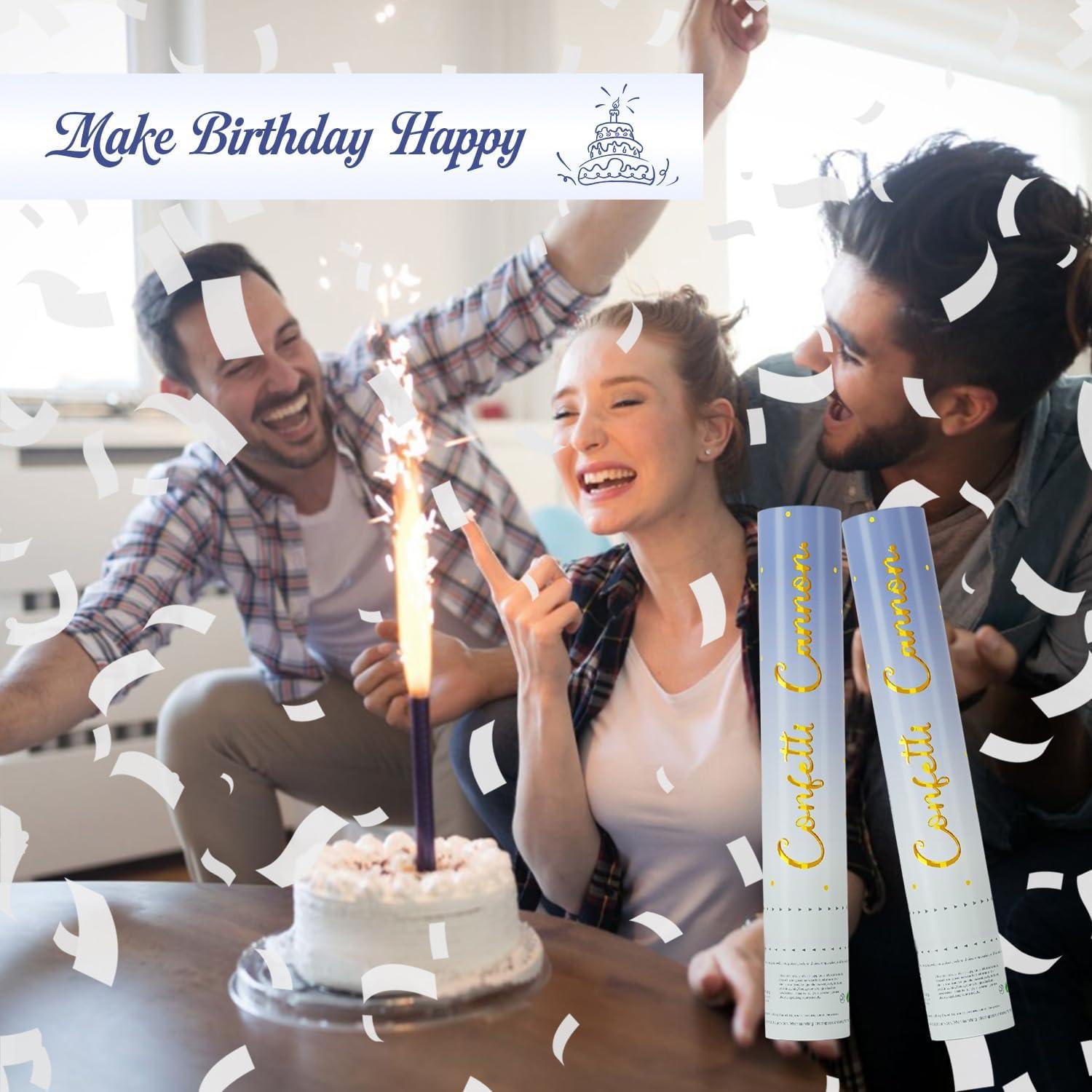 Cañones de Confeti Blanco 12 Piezas 30cm para Bodas y Fiestas