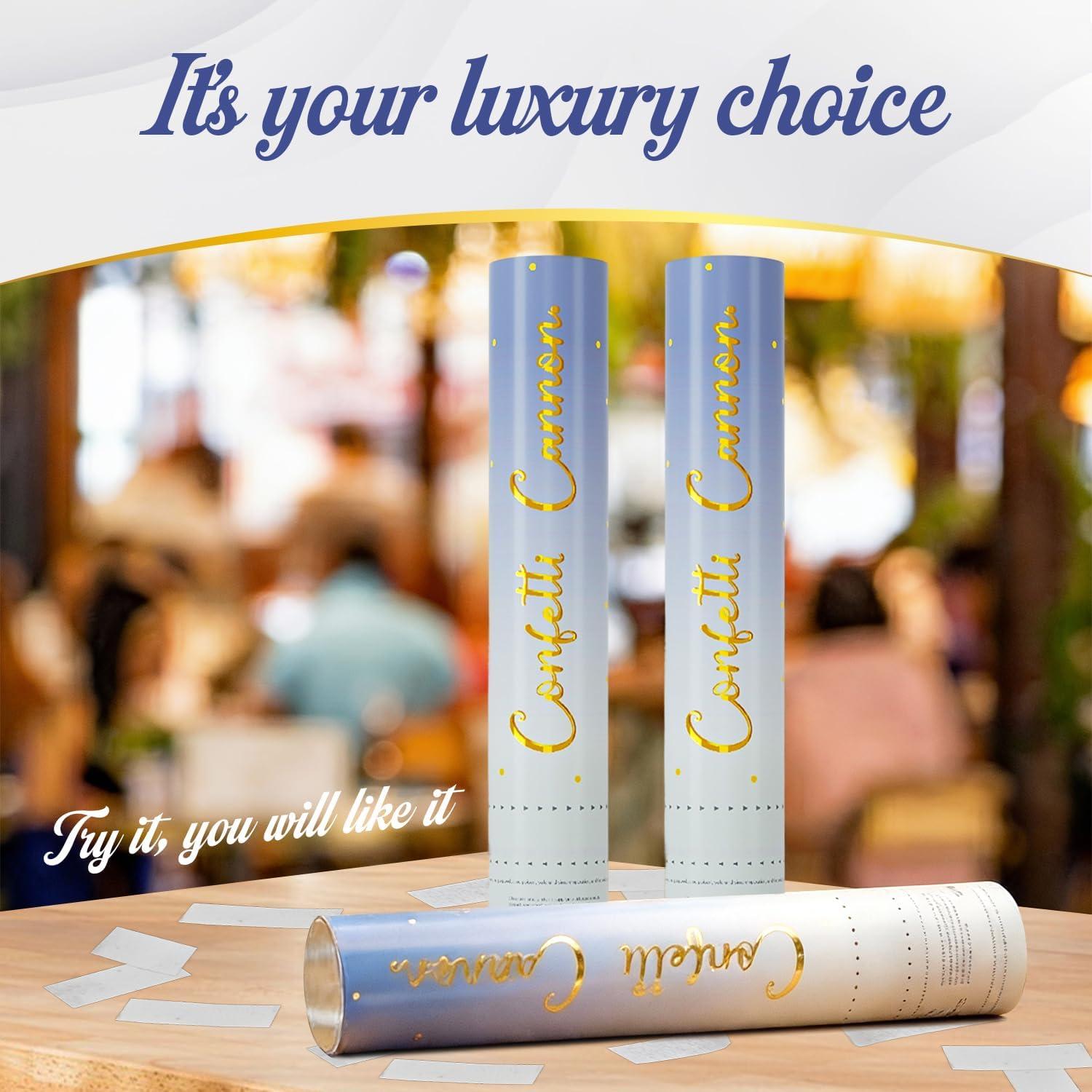 Cañones de Confeti Blanco 12 Piezas 30cm para Bodas y Fiestas