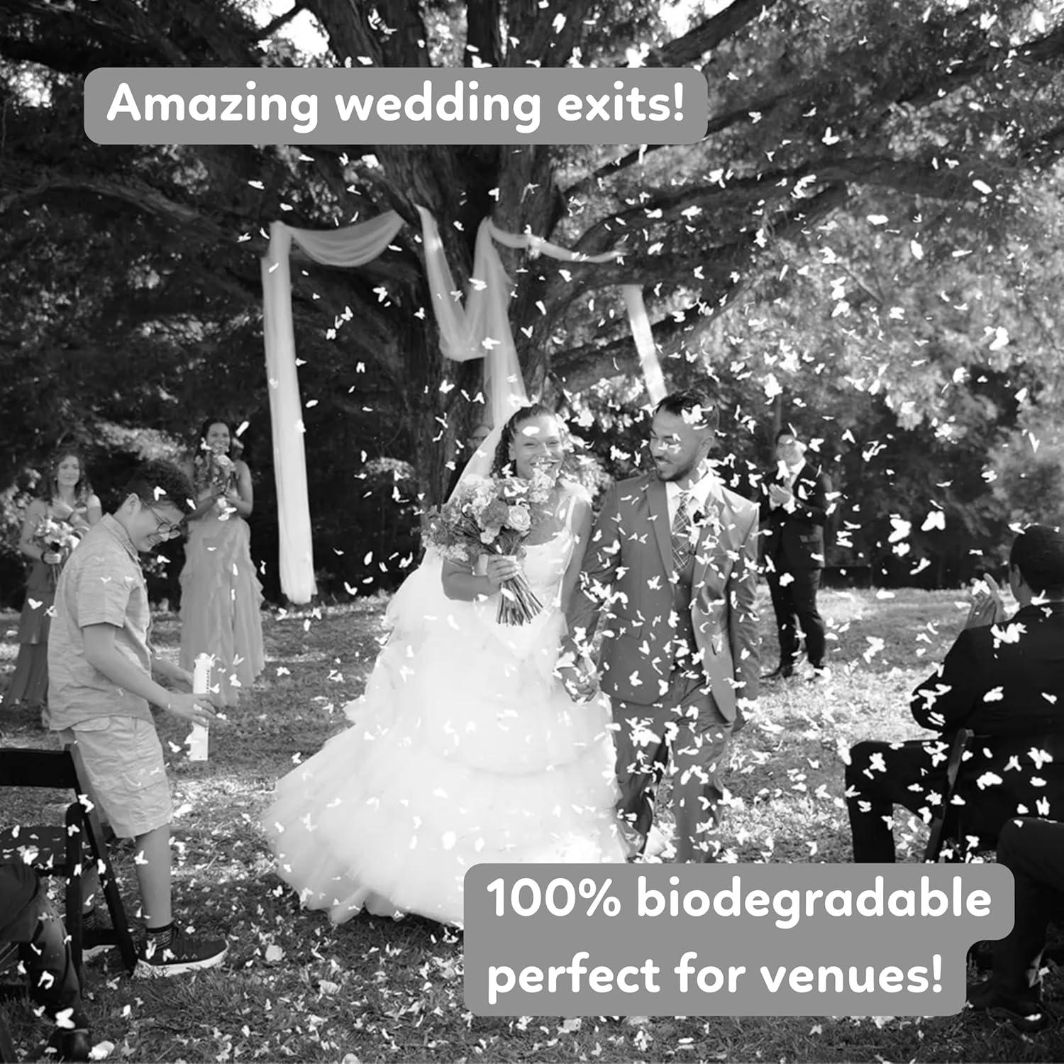 Cañones de Confeti de Mariposa Blancos TUR - Paquete de 6 - 30 cm