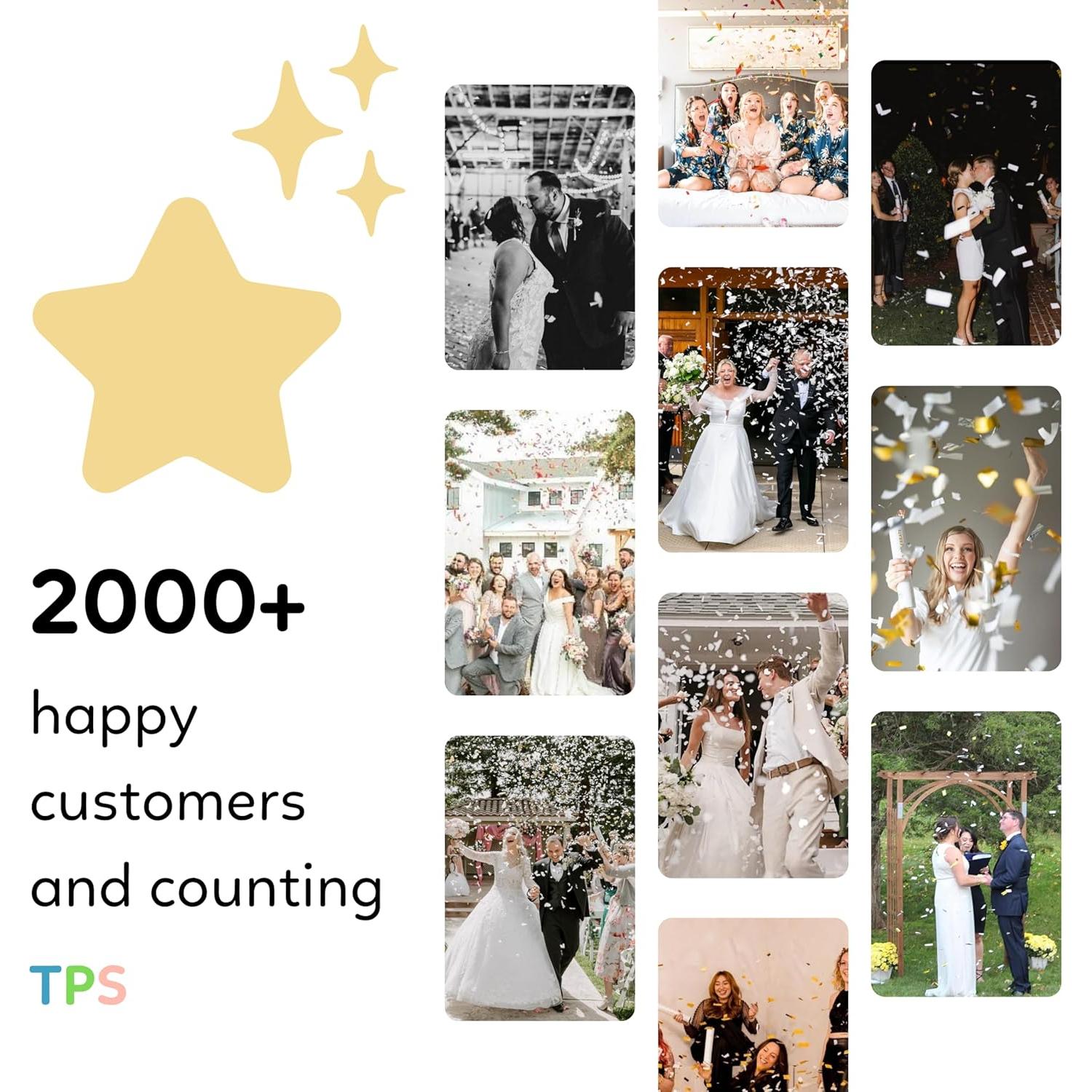 Cañones de Confeti de Mariposa Blancos TUR - Paquete de 6 - 30 cm