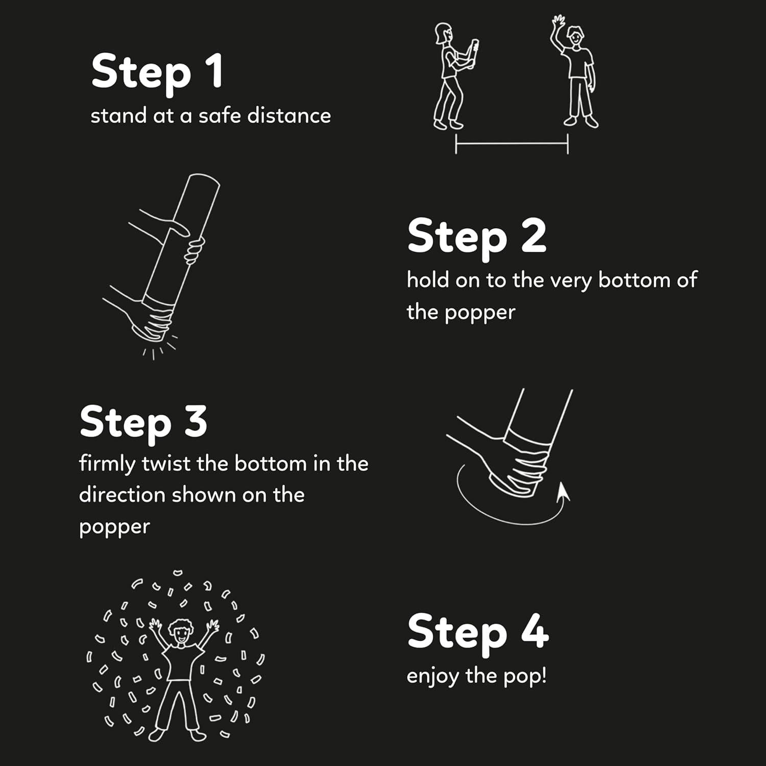 Cañones de Confeti de Mariposa Blancos TUR - Paquete de 6 - 30 cm