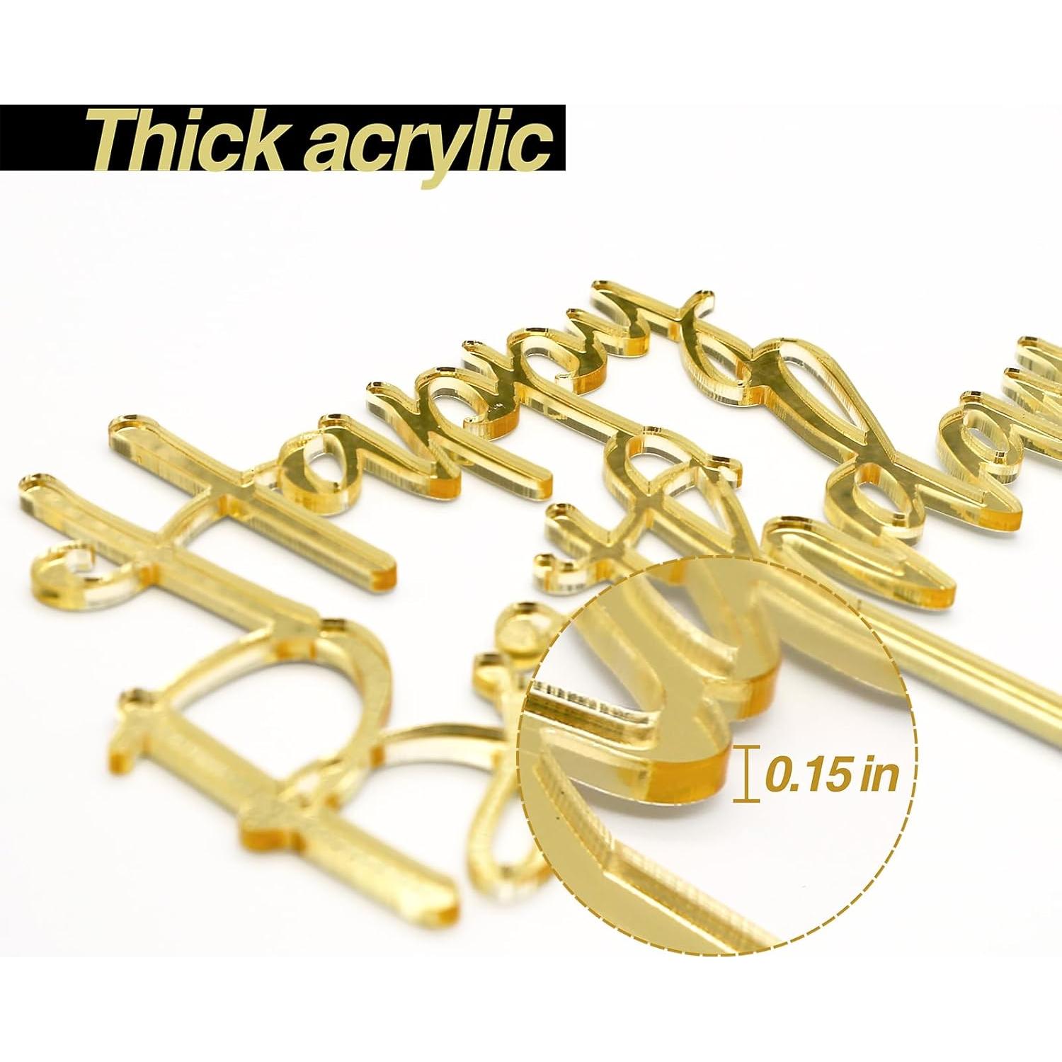 Adorno de Pastel de Cumpleaños Dorado Espejo 15.24x17.78cm