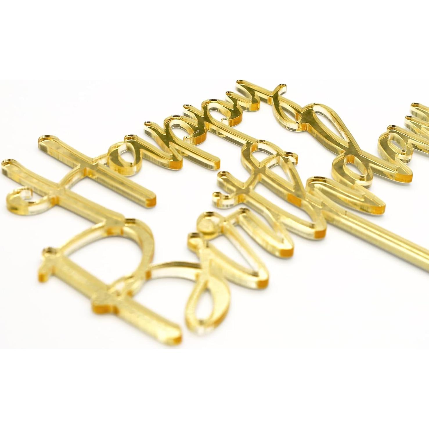 Adorno de Pastel de Cumpleaños Dorado Espejo 15.24x17.78cm