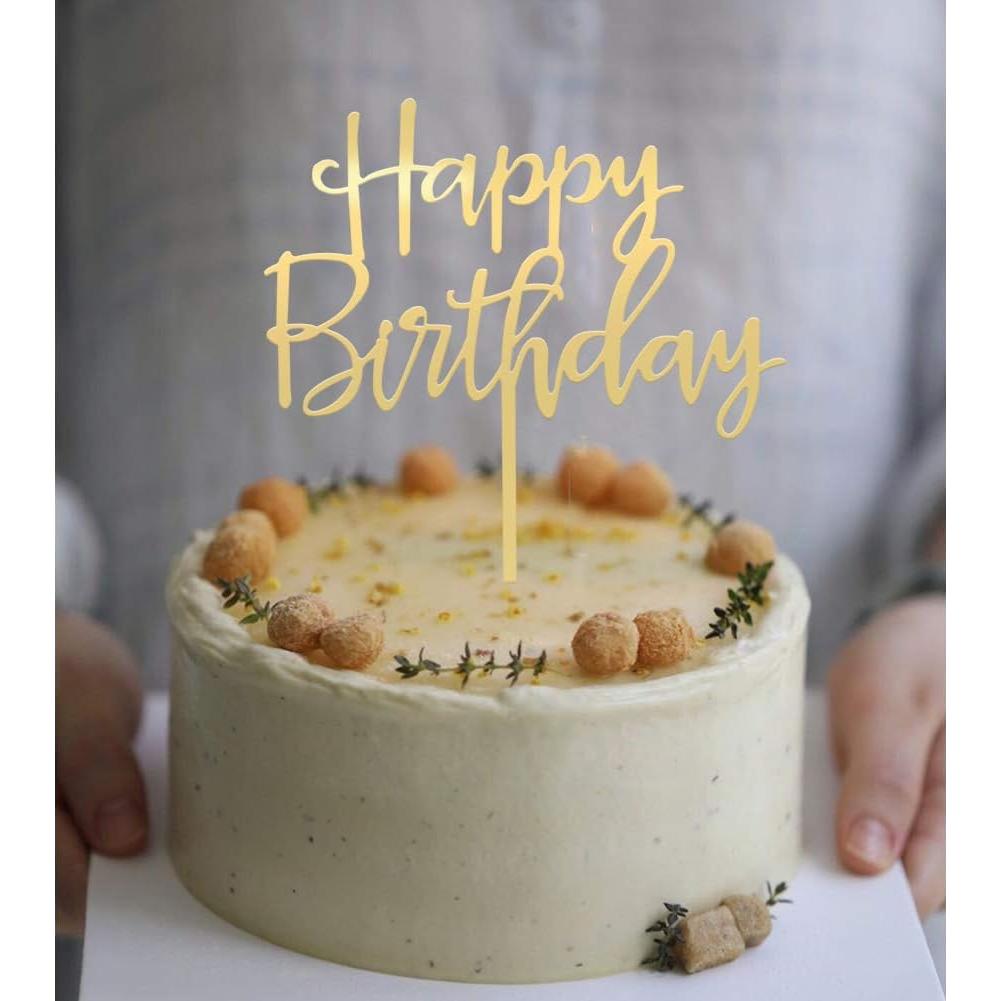 Adorno de Pastel de Cumpleaños Dorado Espejo 15.24x17.78cm