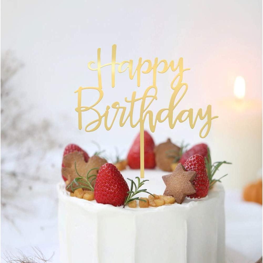 Adorno de Pastel de Cumpleaños Dorado Espejo 15.24x17.78cm