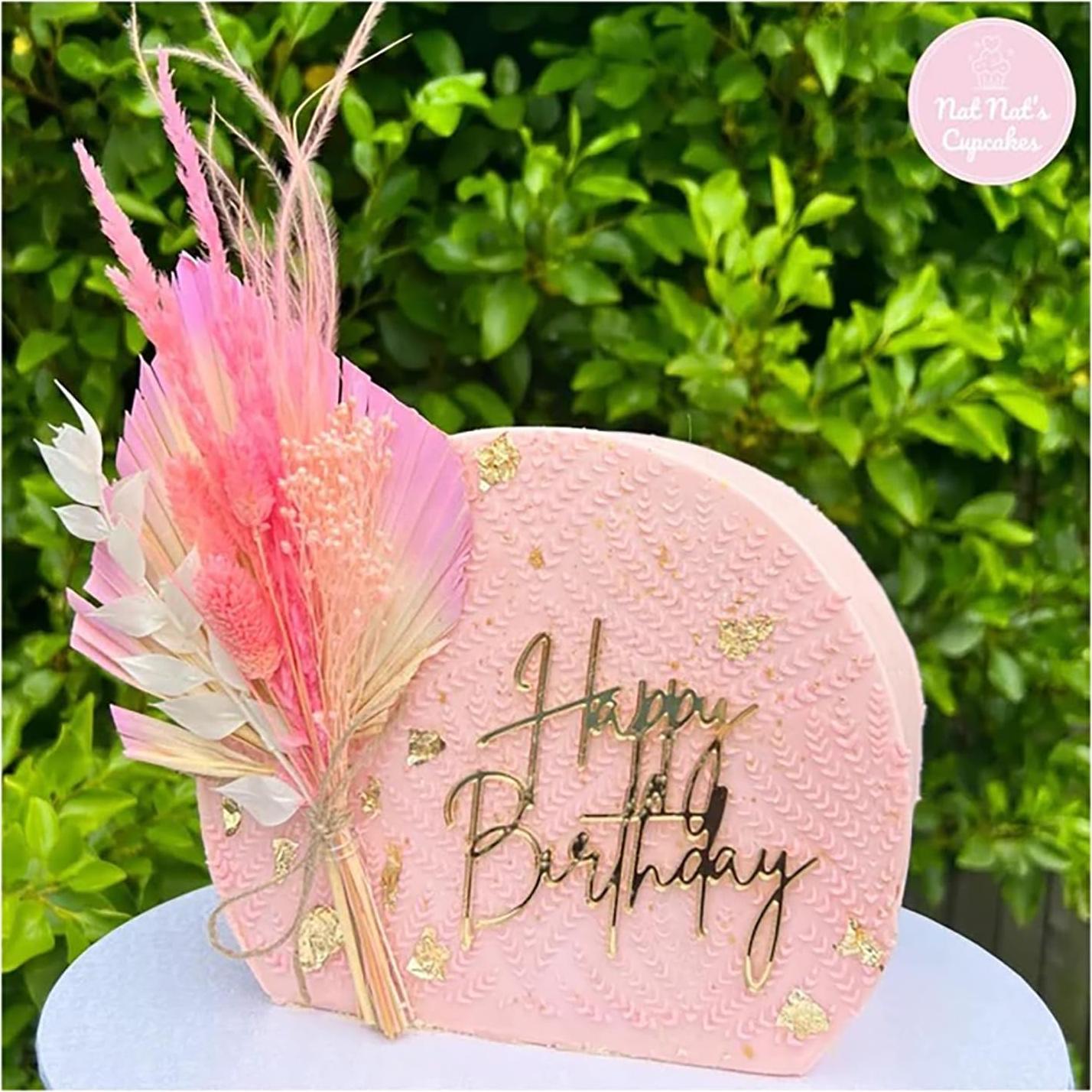 Adorno de Pastel Feliz Cumpleaños Acrílico Dorado QPARTYFIRE