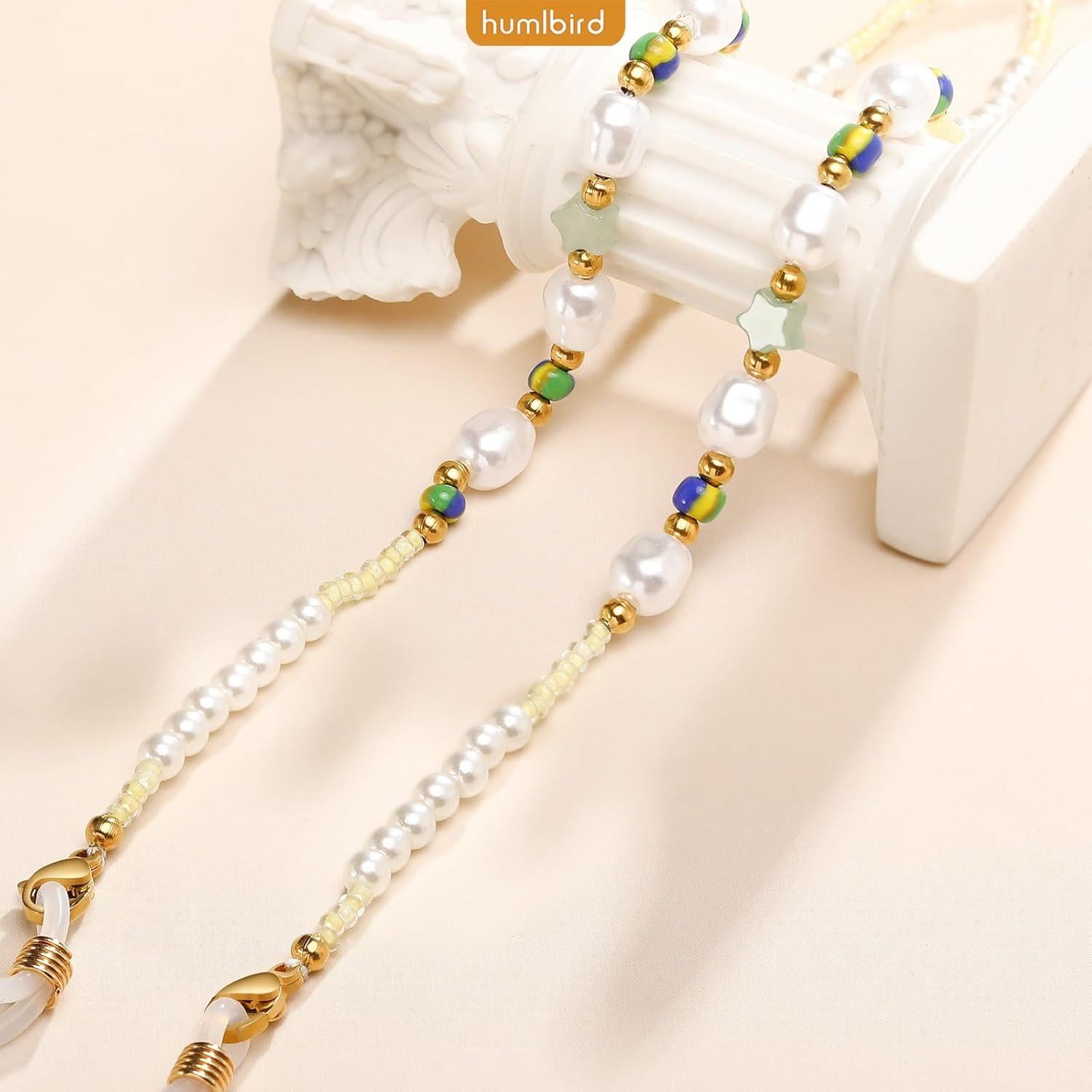 Cadena de Gafas Humlbird para Mujeres Amarillo Perla 76 cm