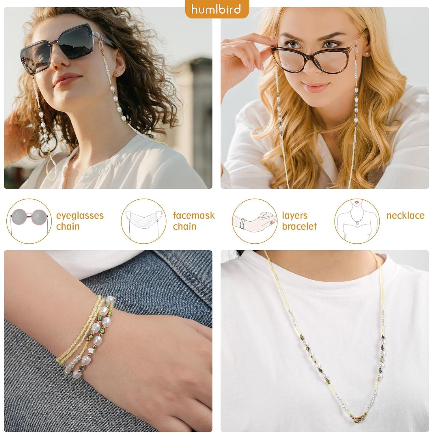 Cadena de Gafas Humlbird para Mujeres Amarillo Perla 76 cm