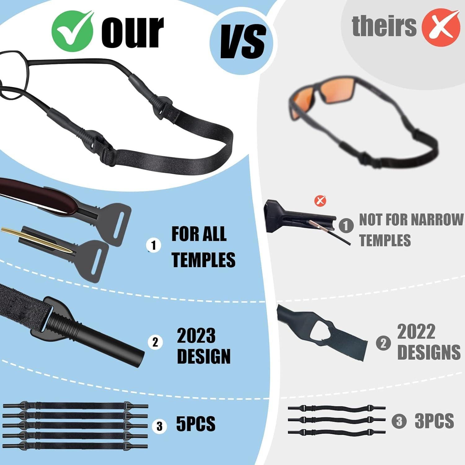 Correa para Gafas 5PCS Ajustable Antideslizante 22,10 cm