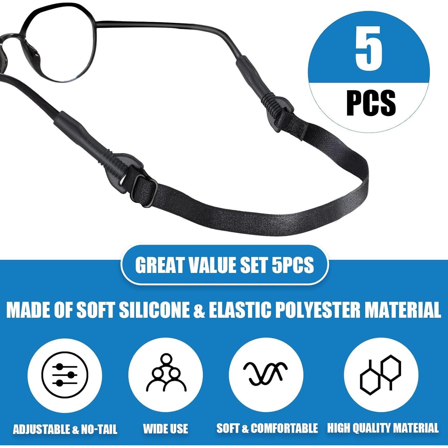 Correa para Gafas Ajustable 5PCS Antideslizante Negra