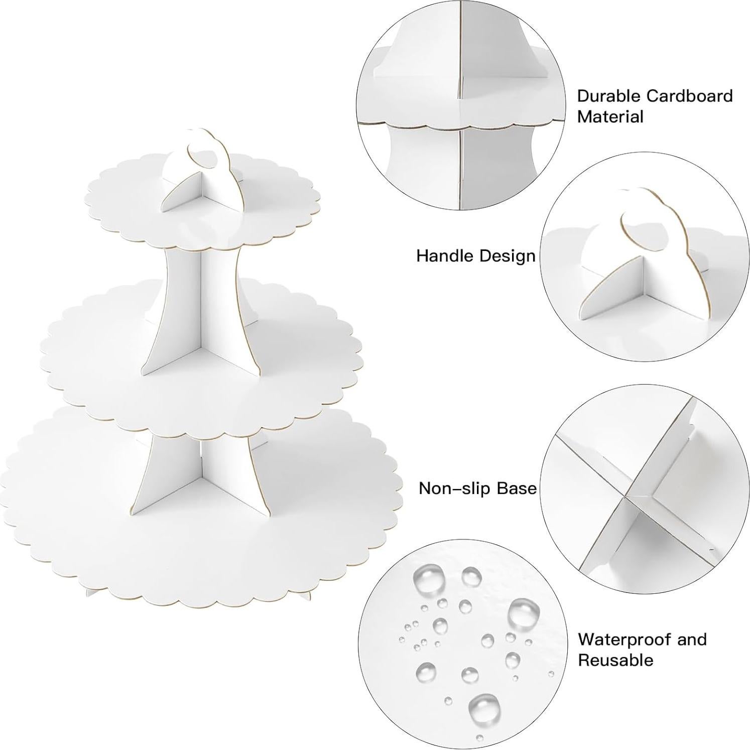 Soporte para Cupcakes 3 Niveles Soleebee Blanco Cartón