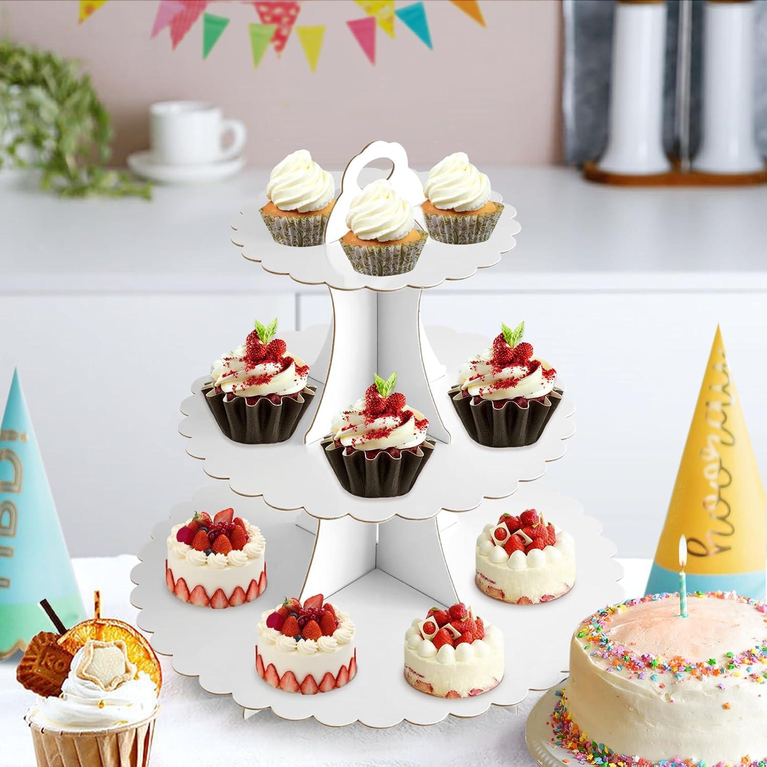 Soporte para Cupcakes 3 Niveles Soleebee Blanco Cartón