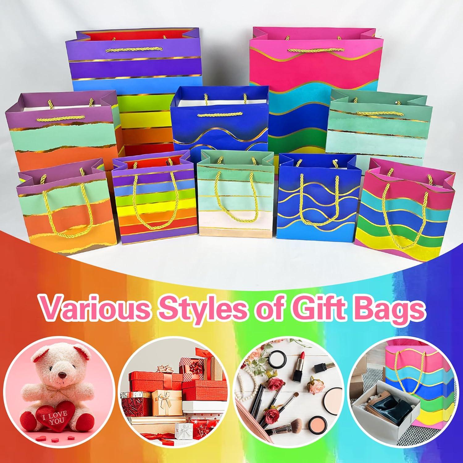 Bolsas de Regalo MUMULULU Rayas 10 Piezas Tamaños Variados