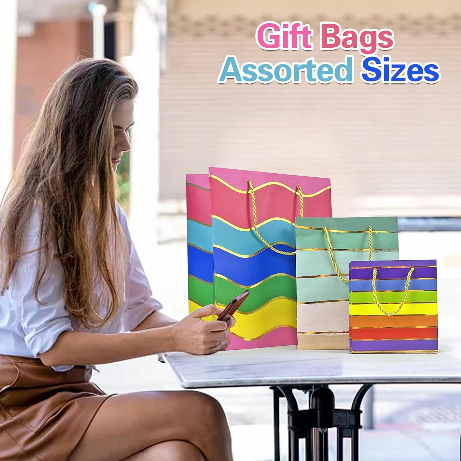 Bolsas de Regalo MUMULULU Rayas 10 Piezas Tamaños Variados