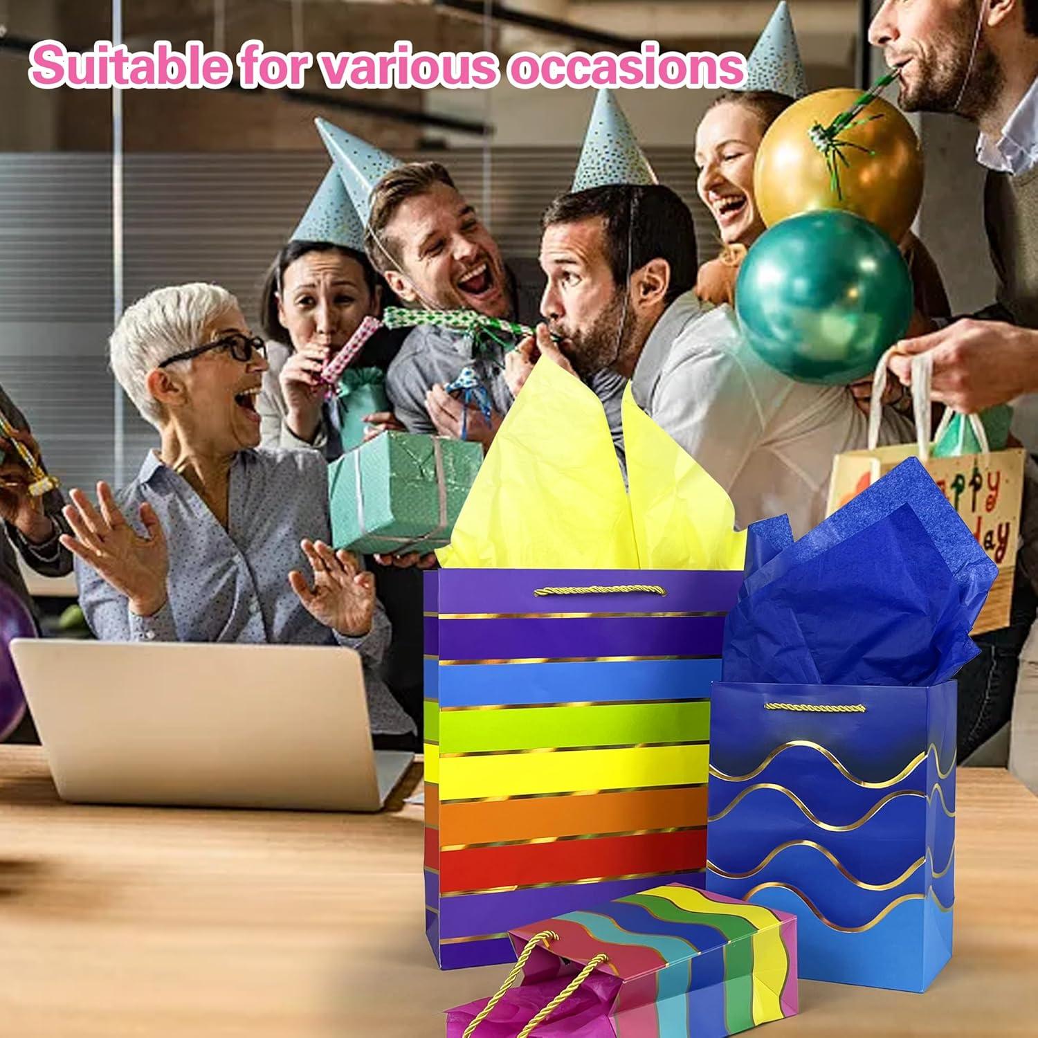 Bolsas de Regalo MUMULULU Rayas 10 Piezas Tamaños Variados