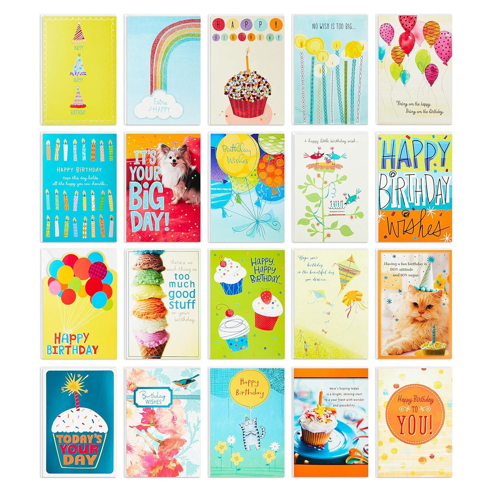 Asortimento de Tarjetas de Cumpleaños Hallmark - 20 Tarjetas y Sobres