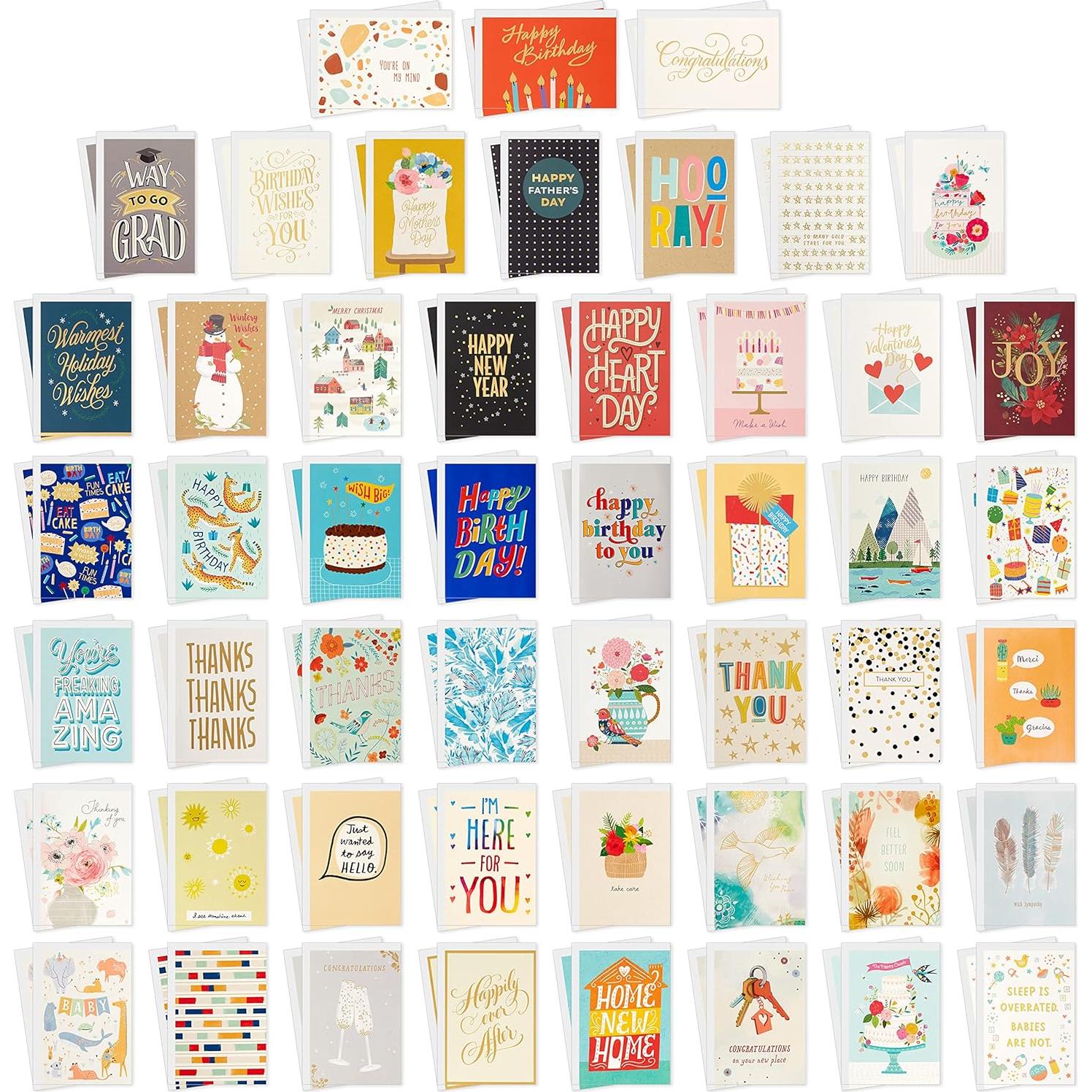 Conjunto de Tarjetas de Felicitación Hallmark 100 Piezas Variadas