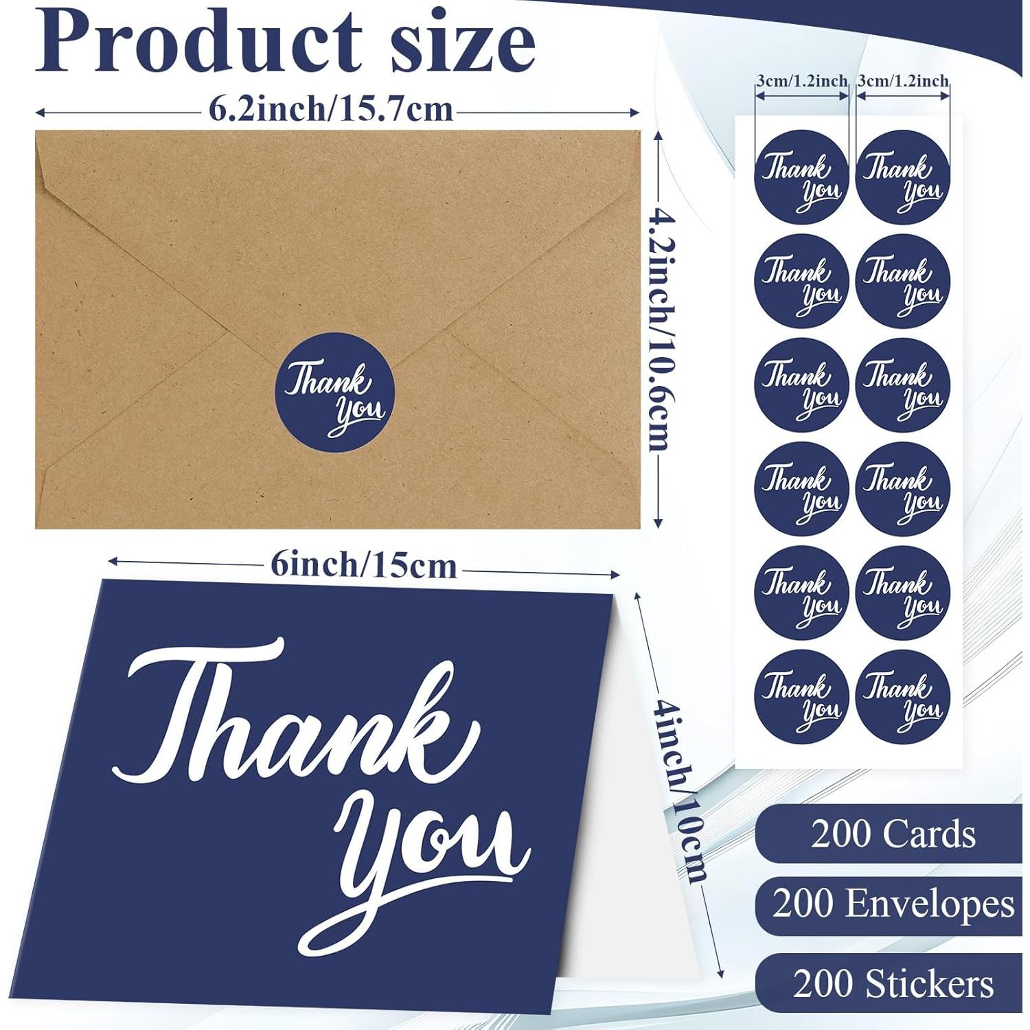 600 Tarjetas de Agradecimiento UZLU 10x15 cm con Sobres