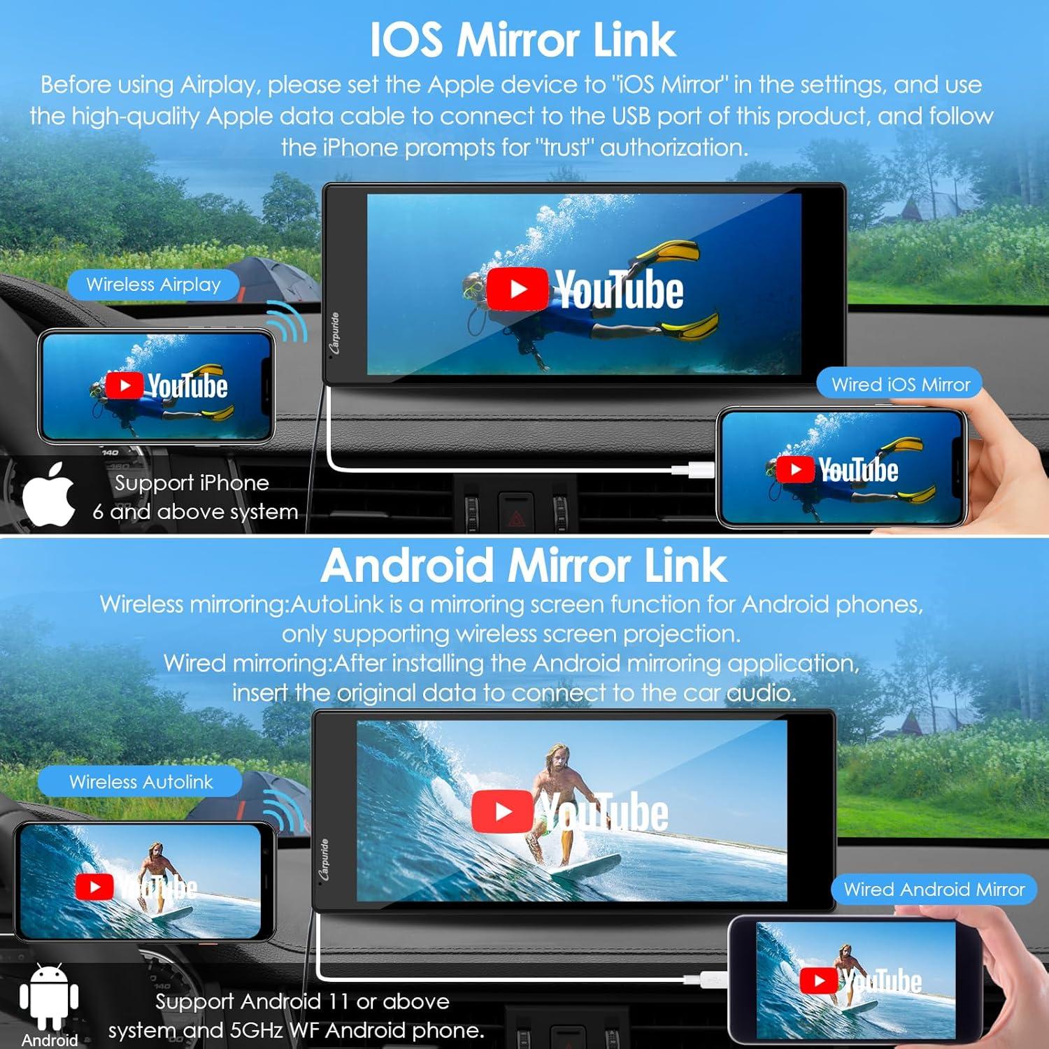 Estéreo de Coche Carpuride 10.26" Bluetooth Apple CarPlay