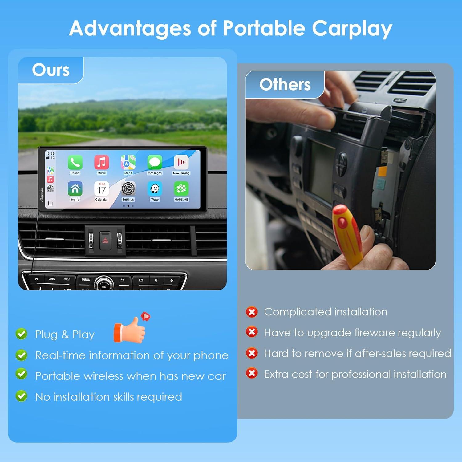 Estéreo de Coche Carpuride 10.26" Bluetooth Apple CarPlay