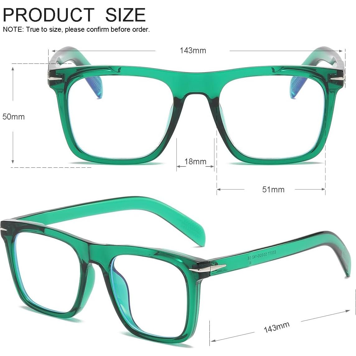 Gafas Cuadradas JOVAKIT Anti-Luz Azul Unisex Verde