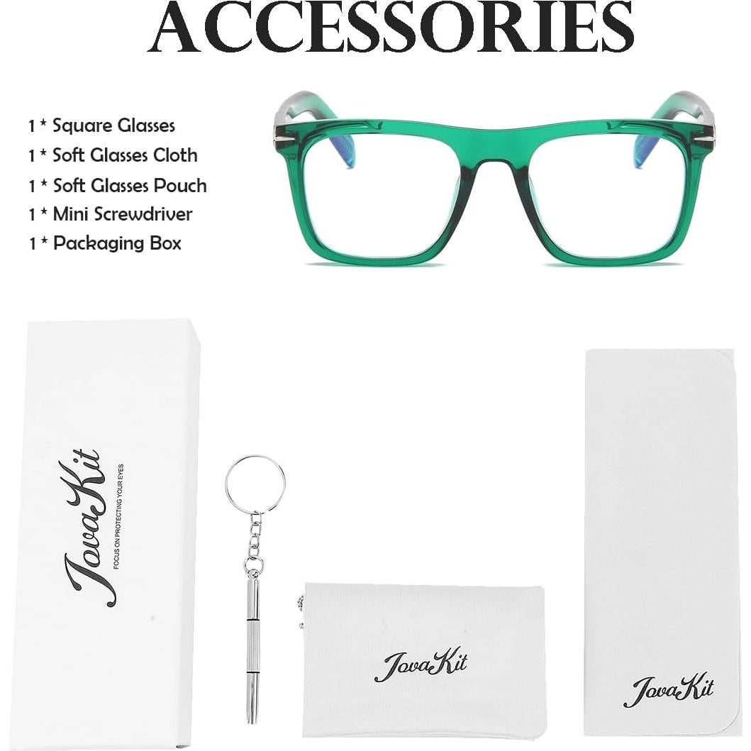 Gafas Cuadradas JOVAKIT Anti-Luz Azul Unisex Verde