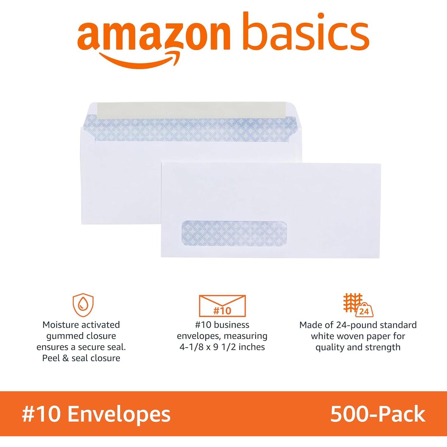 Sobres de Negocios Amazon Basics #10 con Ventana Izquierda - 500 Unidades