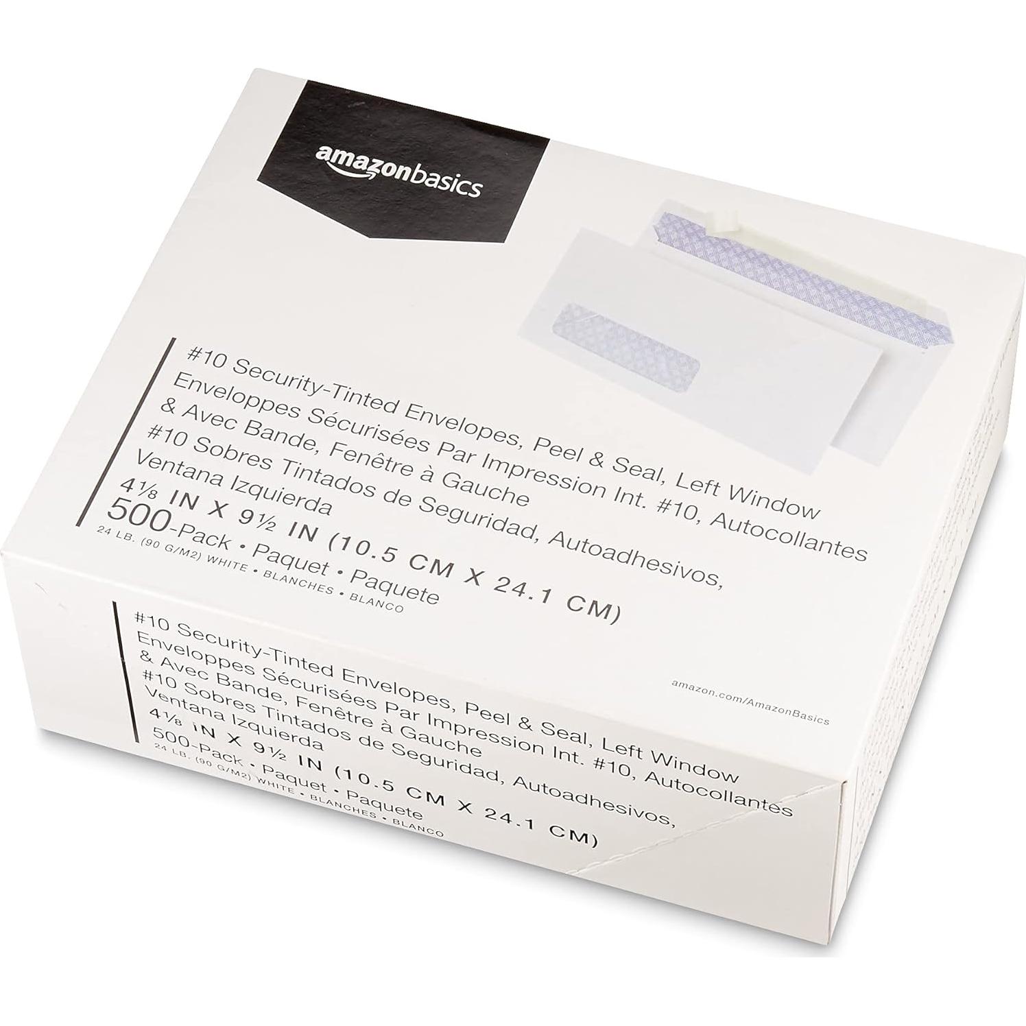 Sobres de Negocios Amazon Basics #10 con Ventana Izquierda - 500 Unidades