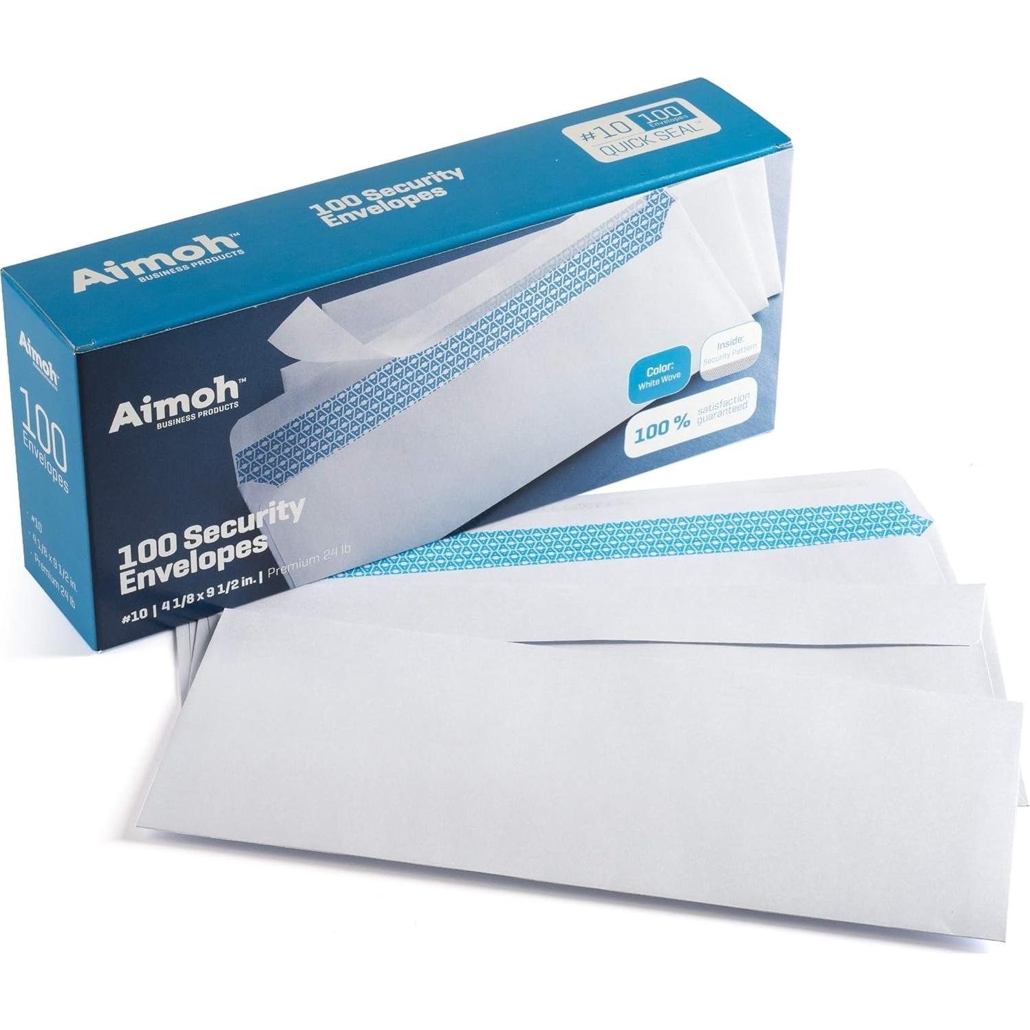 Sobres de Seguridad Autocierre Aimoh #10 - 100 Unidades 10.5x24.1cm