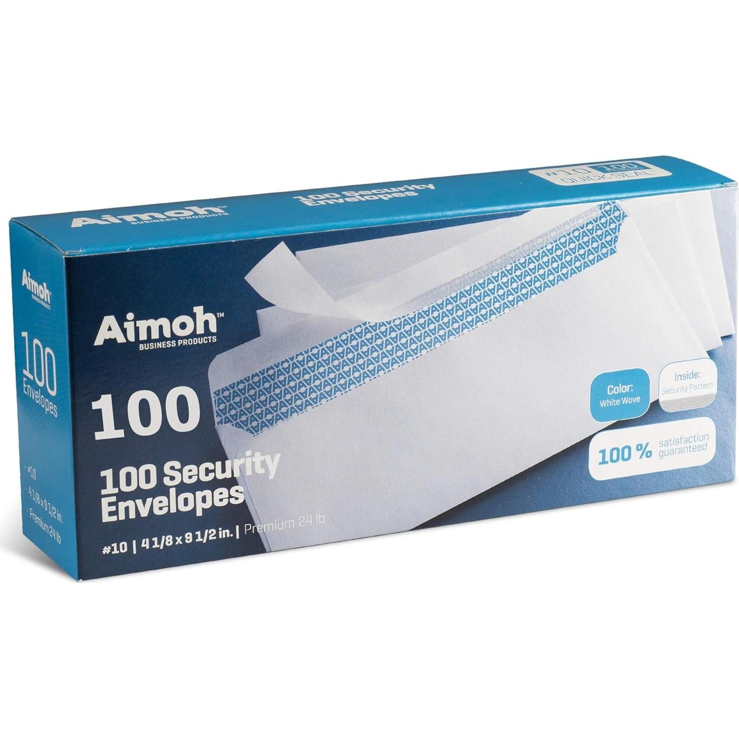Sobres de Seguridad Autocierre Aimoh #10 - 100 Unidades 10.5x24.1cm