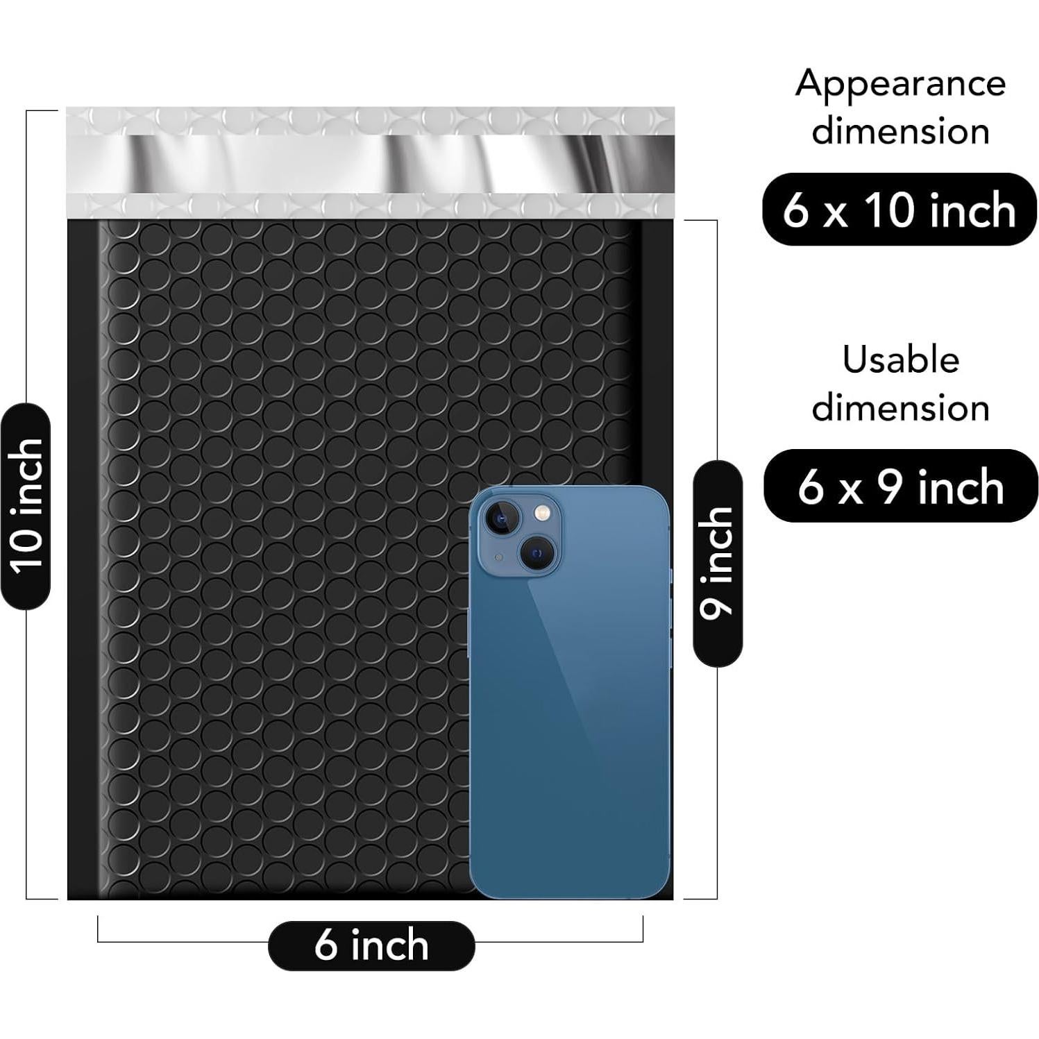 Sobres Acolchados de Burbuja Fuxury 100 Piezas 15x25 cm Negros