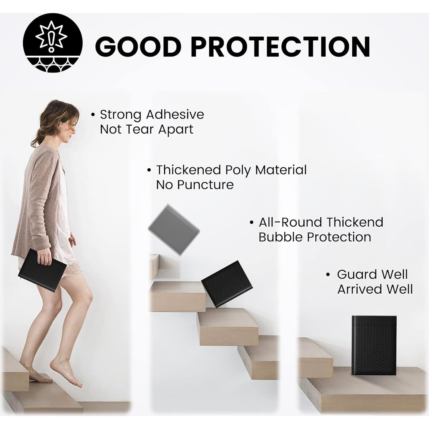 Sobres Acolchados de Burbuja Fuxury 100 Piezas 15x25 cm Negros