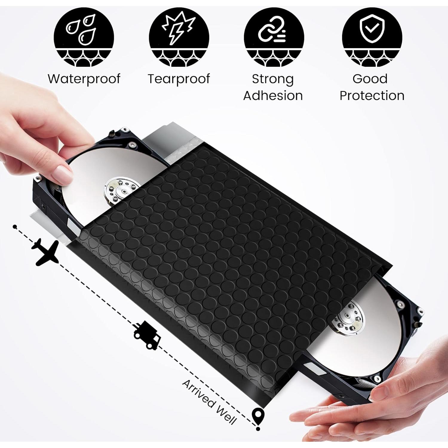 Sobres Acolchados de Burbuja Fuxury 100 Piezas 15x25 cm Negros