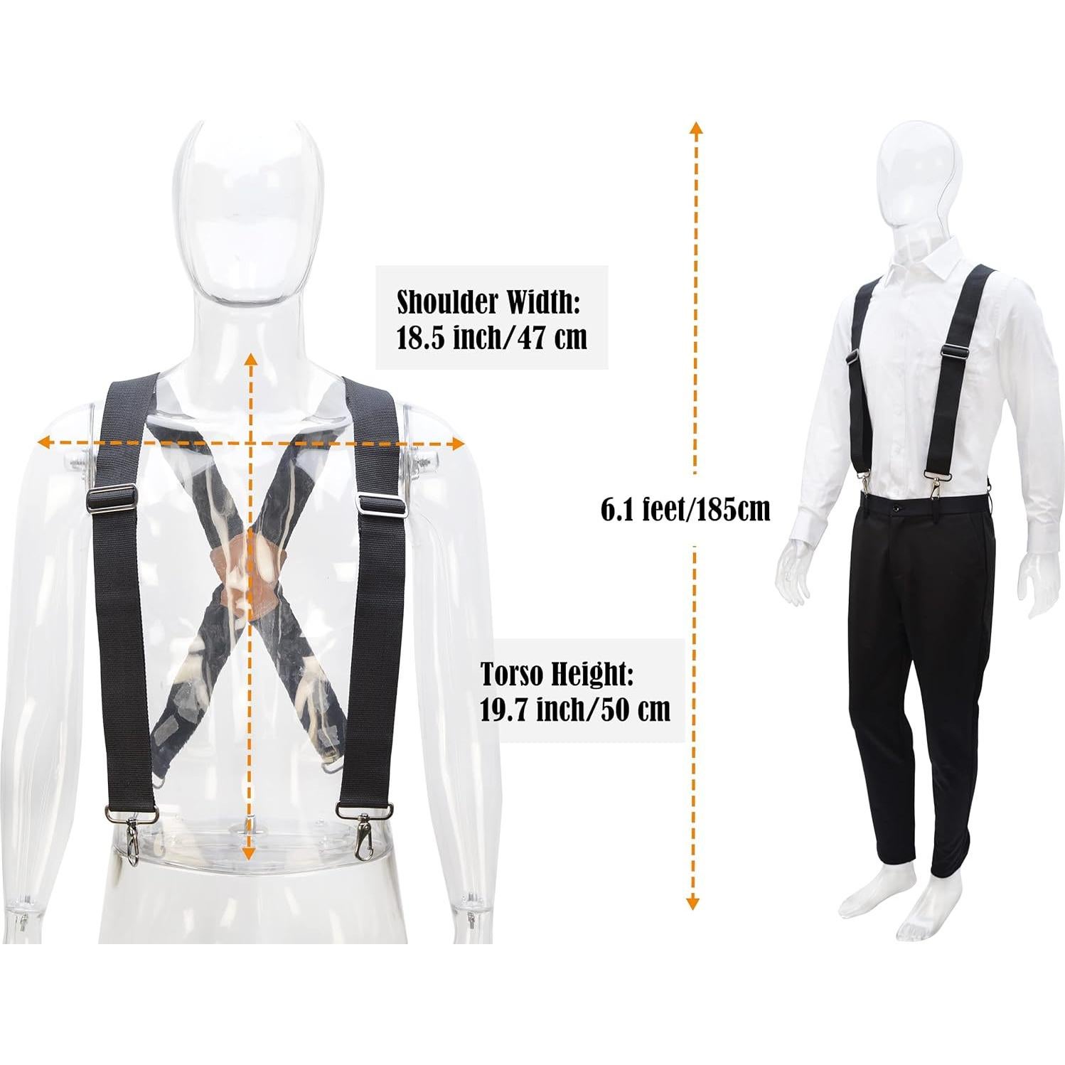 Suspenders Pesados Welkinland 5.08 cm para Hombres Negros