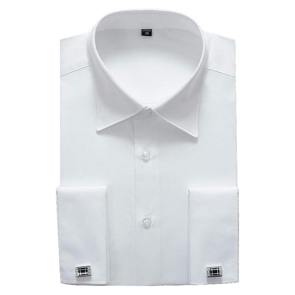 Camisa de Vestir Alimens & Gentle Ajuste Regular con Gemelos - Blanco