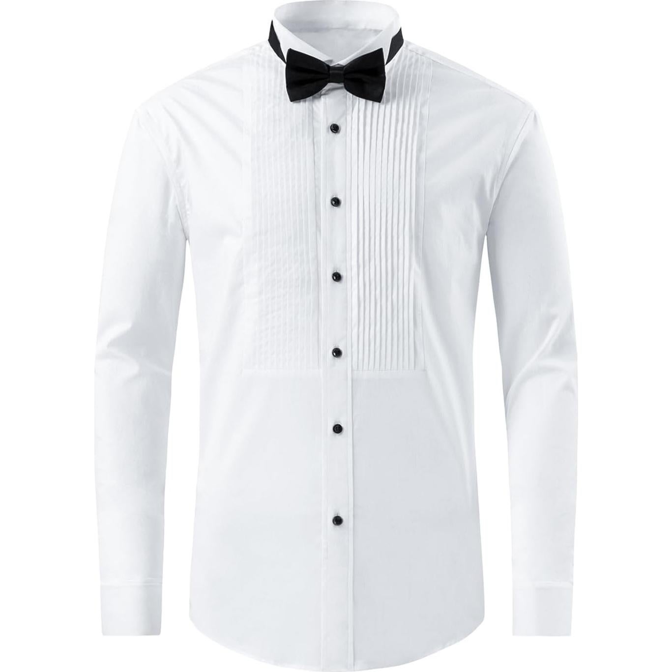 Camisa Tuxedo Gollnwe para Hombre Blanca con Pajarita y Gemelos