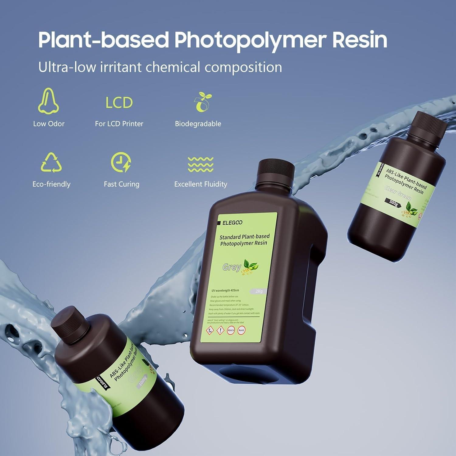 Resina 3D ELEGOO Verde Claro 2000g Baja Fragilidad