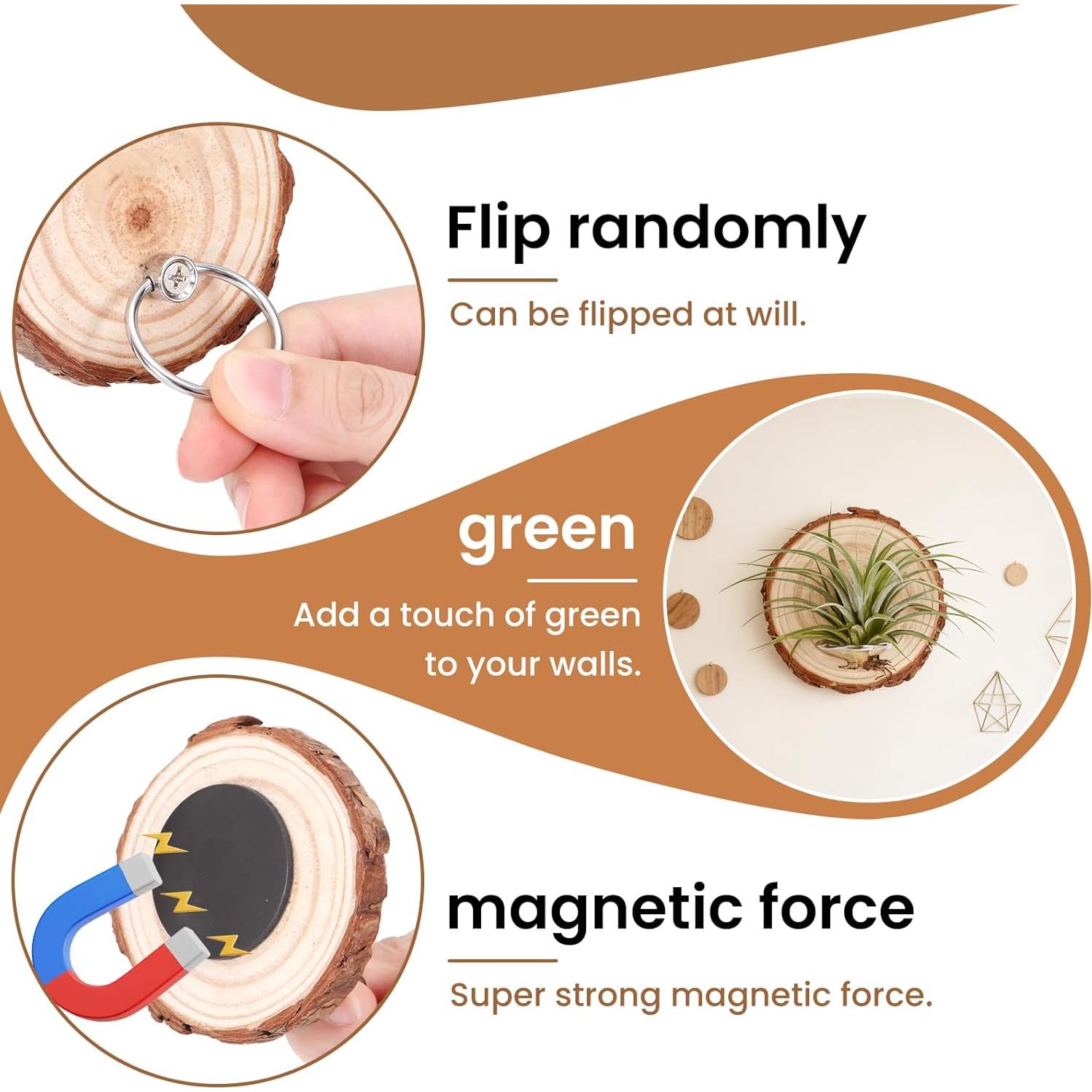 Soporte Magnético para Plantas de Aire Poefditev - 3 Piezas Madera Natural