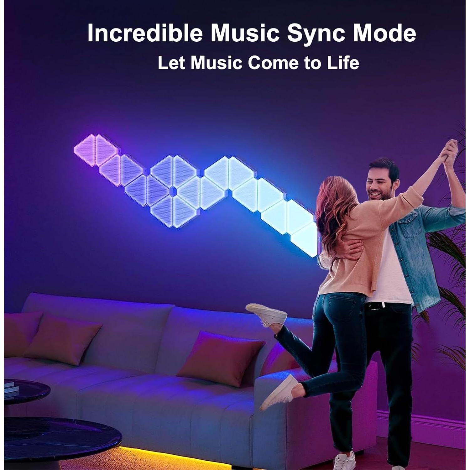 Luces LED Triángulo RGB Amailtom - 12 Paneles, Control APP/Voz