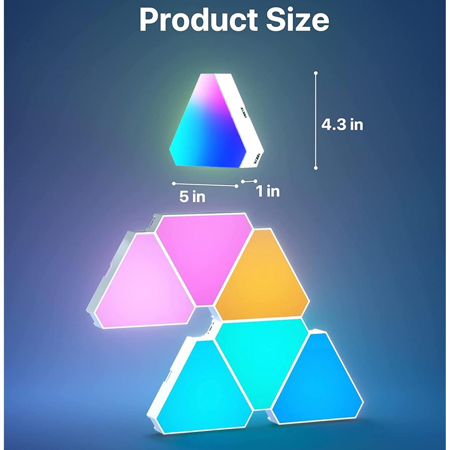 Luces LED Triángulo RGB Amailtom - 12 Paneles, Control APP/Voz