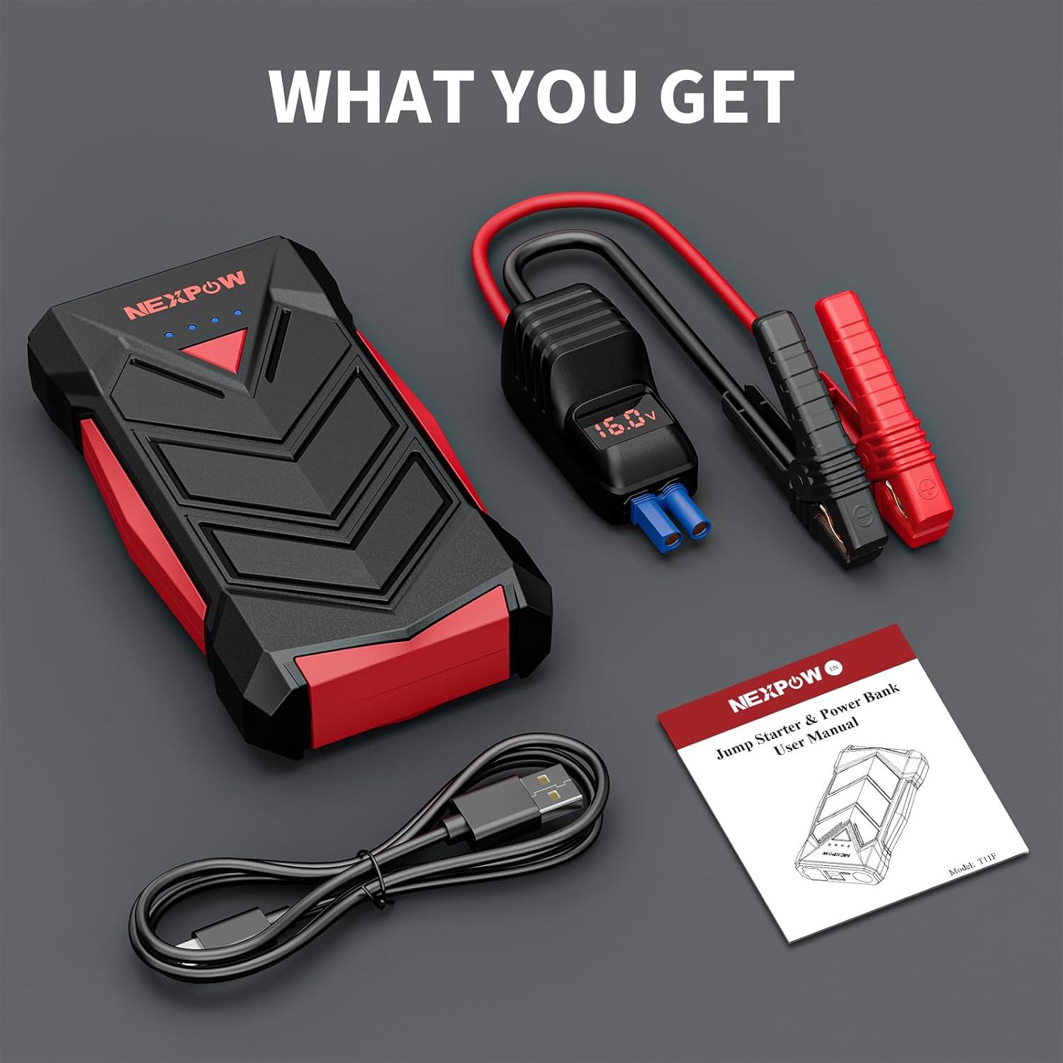 NEXPOW Arrancador de Coche T11F 1000A con Luz LED