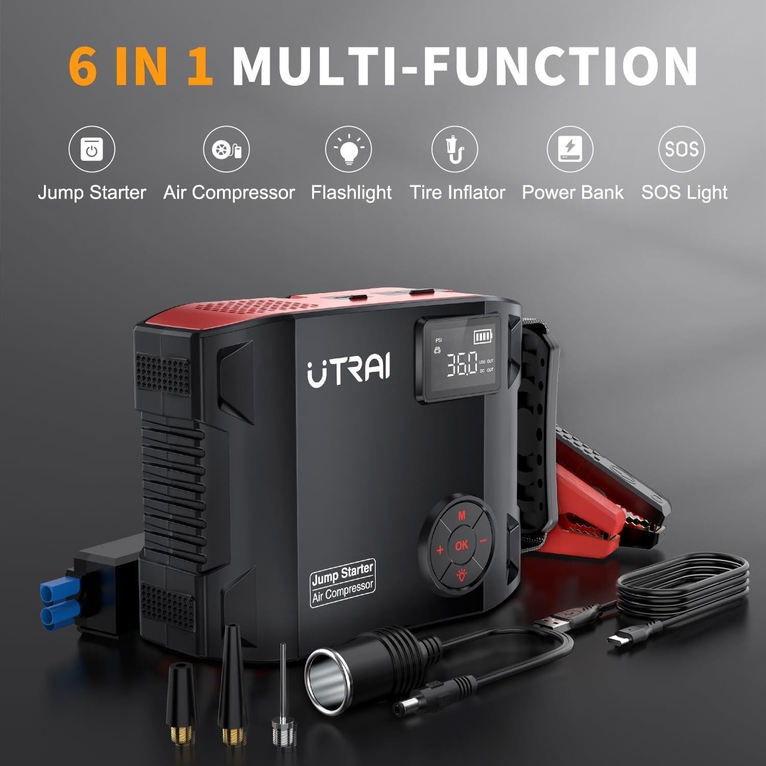Arrancador de Salto UTRAI JS5 6000A con Compresor 150PSI