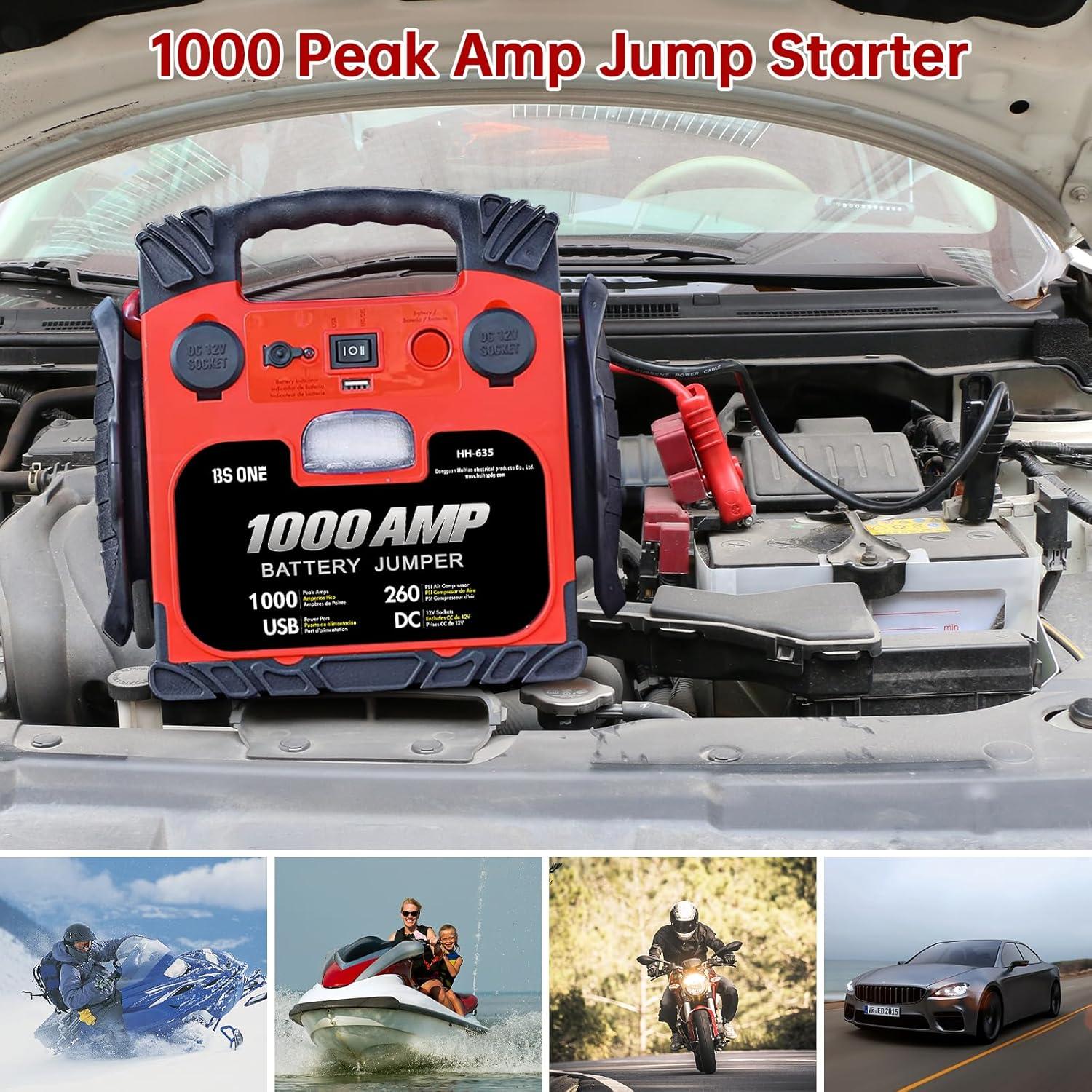 Arrancador de Coche BS ONE 1000A con Compresor y USB